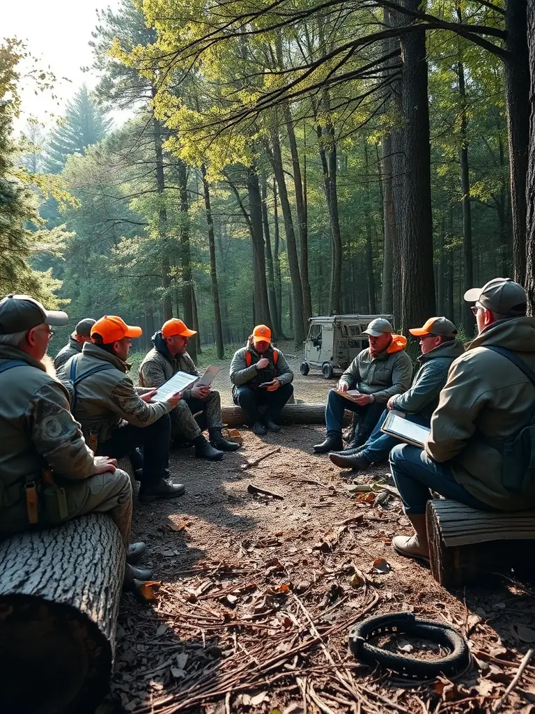 A photograph of SCSC members gathered for a hunting safety workshop, demonstrating the club's dedication to promoting safe and responsible hunting practices.
