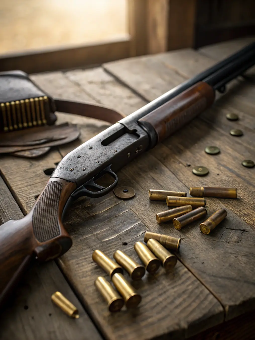 A close-up shot of a hunter's hands carefully handling a rifle, emphasizing the responsible and ethical approach to hunting promoted by SCSC.